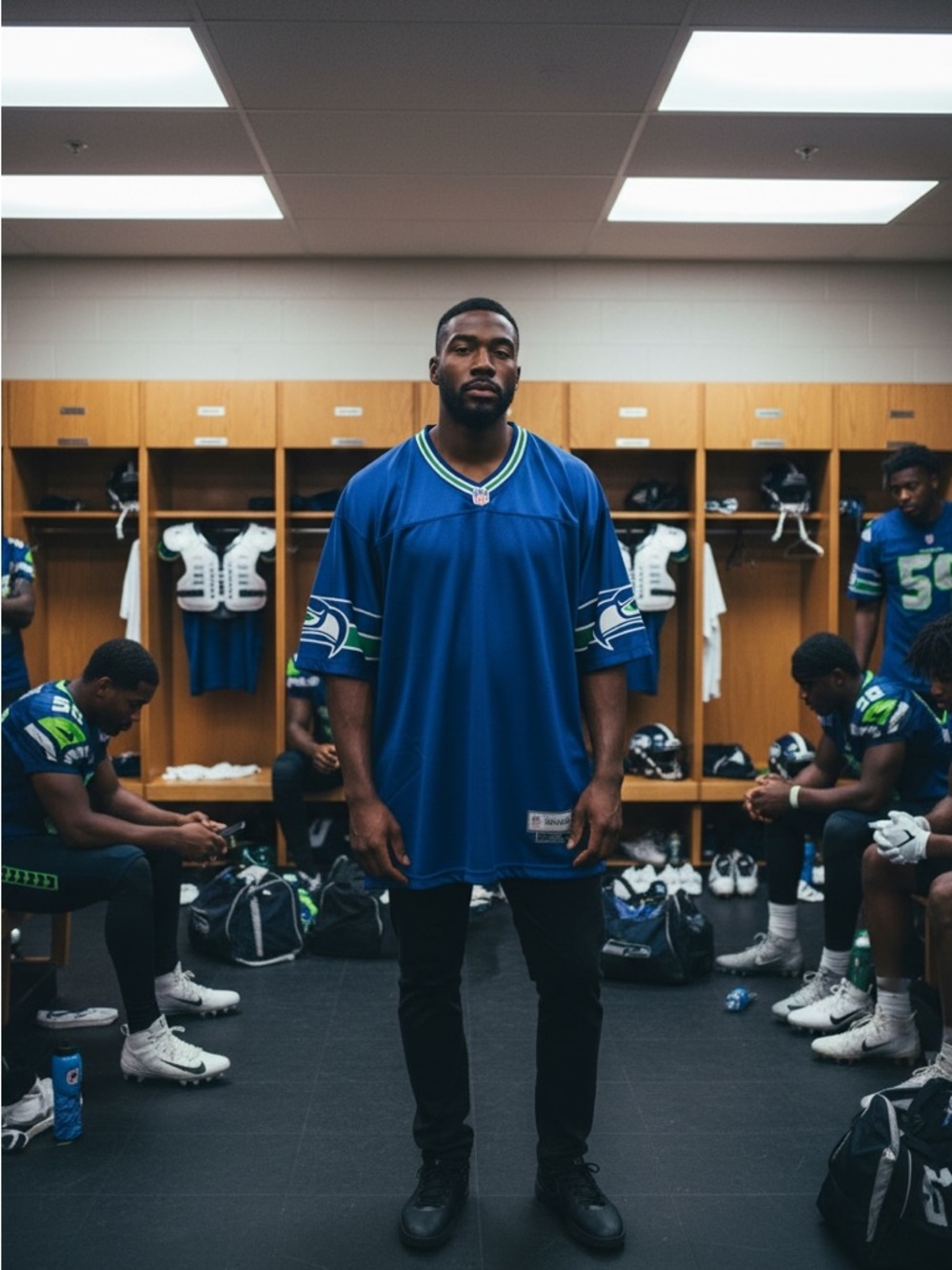 Blue Men’s Seattle-Style Football Jersey